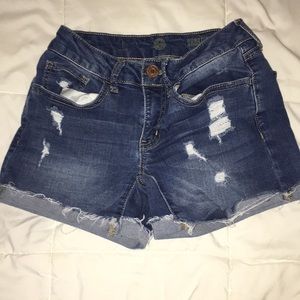 dark blue denim shorts